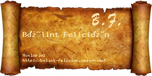 Bálint Felicián névjegykártya